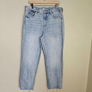Old Navy The Sky Hi Straight Raw Hem Jeans Sz 14 Light Wash Denim High Rise